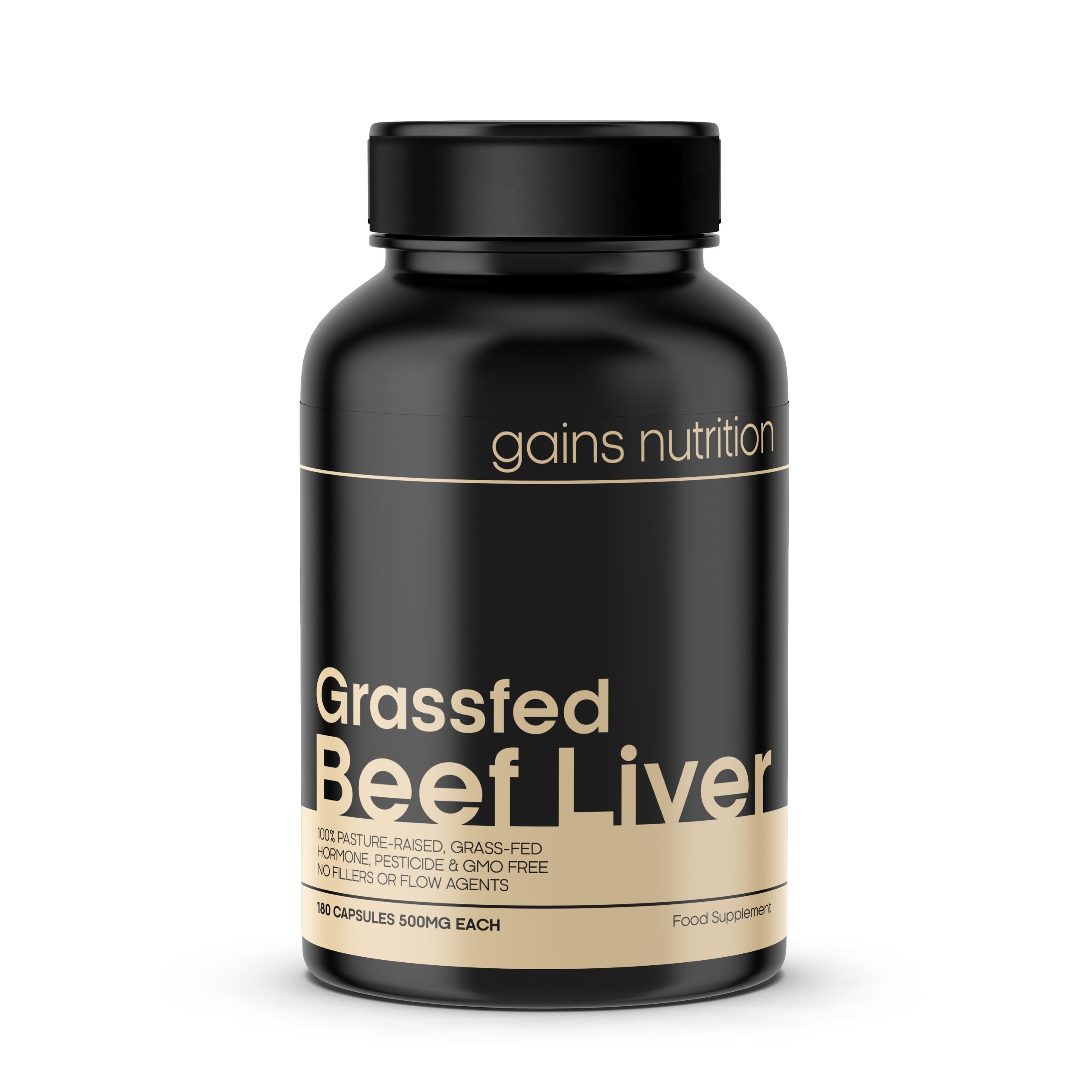 Grass-Fed Desiccated Beef Liver Capsules, 500mg each