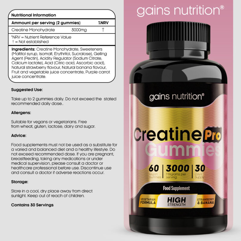 Creatine Pro Gummies 5 Grams Nutritional Information