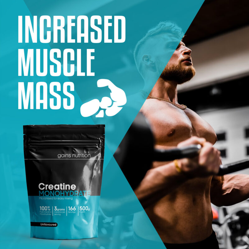 Gains Nutrition Creatine Monohydrate Powder - Increased Muscle Mass