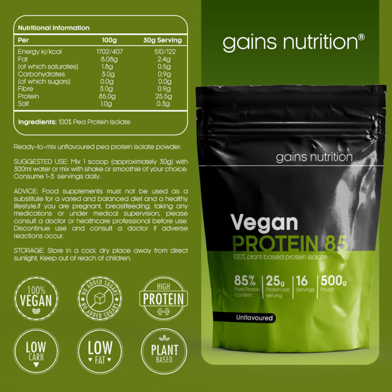 Vegan Protein 85 500g Nutritional Info