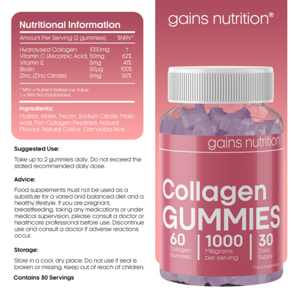 Collagen Gummies 1000mg - Nutritonal Information