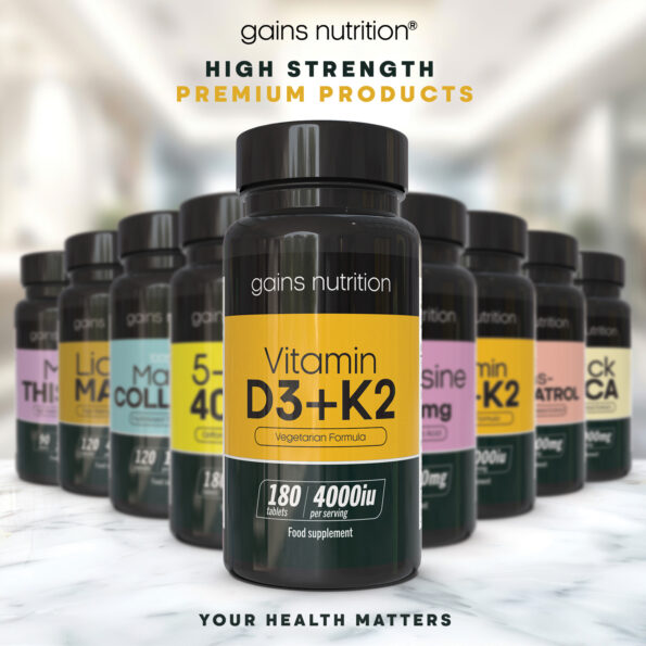 High Strength Vitamin D3 + K2 Tablets Premium