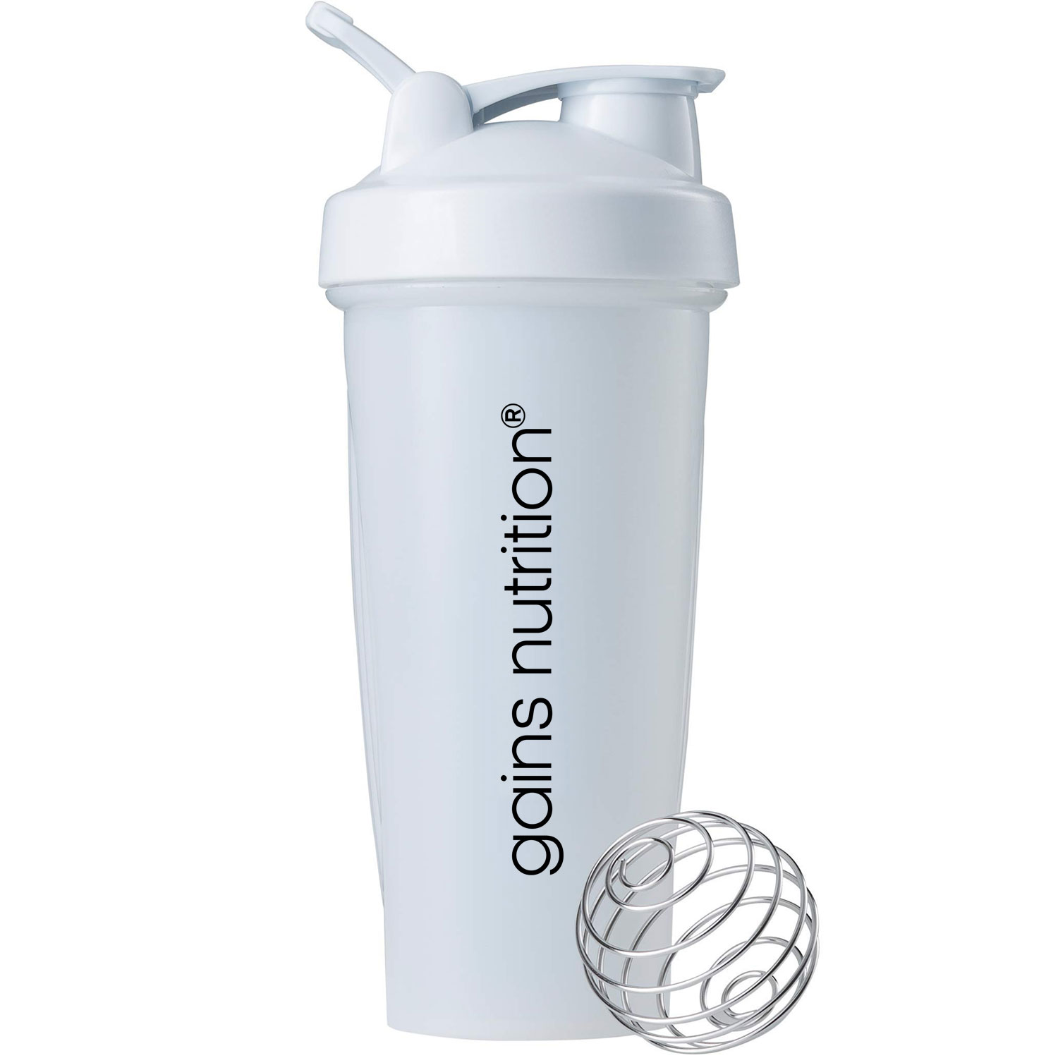 Gains Nutrition Shaker - White